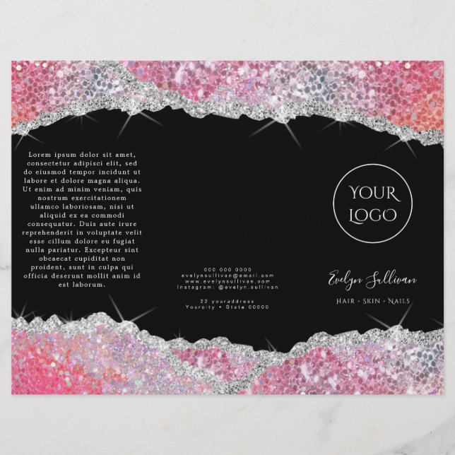 Faux glitter pink sequin brochure (Front)