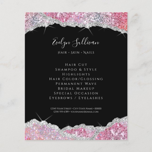 Faux glitter pink sequin flyer (Front)