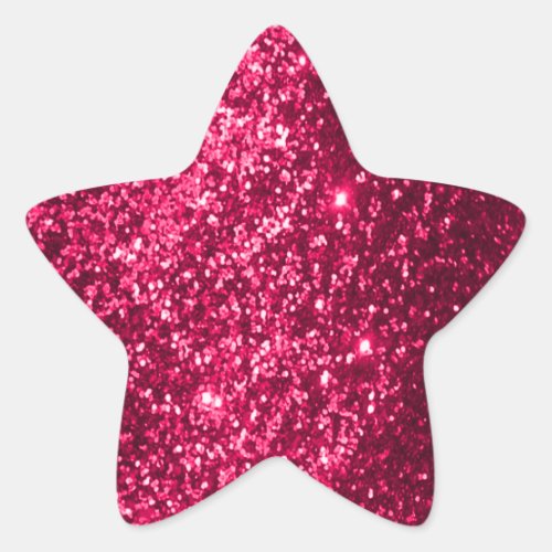 Faux Glitter Pink Star Sticker