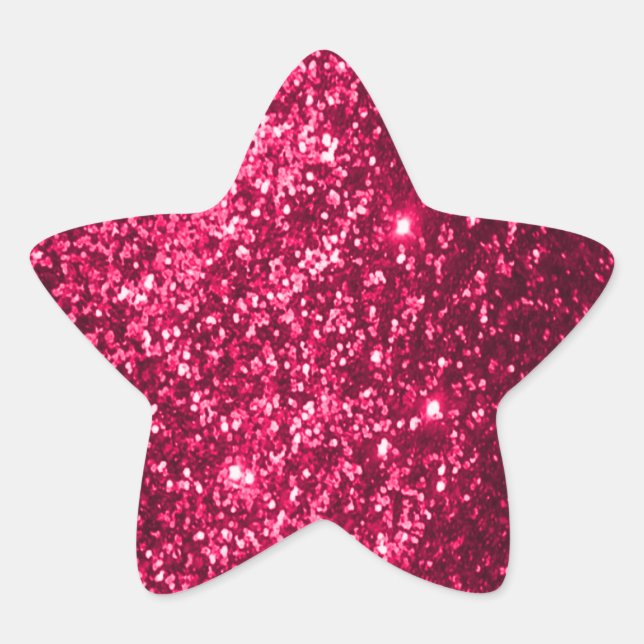 Faux Glitter Pink Star Sticker (Front)