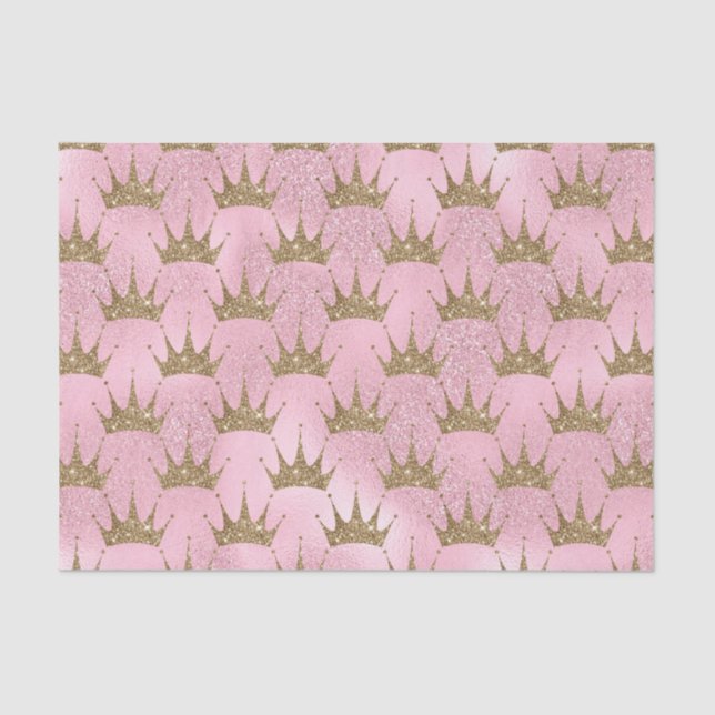 Faux glitter Princess golden crown party tissue Paper (Front)