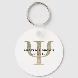 Faux Glitter Psi Symbol Keychain