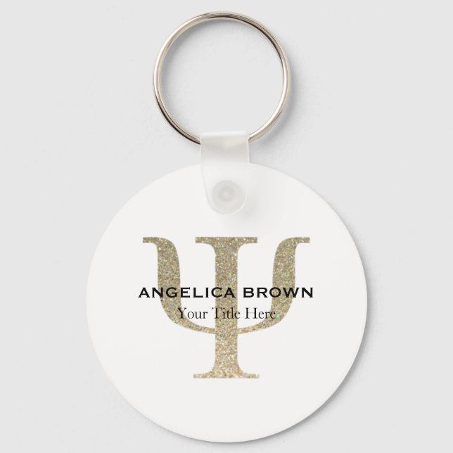 Faux Glitter Psi Symbol Keychain (Front)