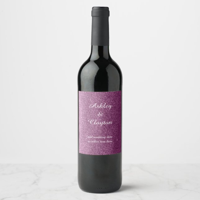 Faux Glitter Purple Elegance Wine Label (Front)