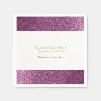 Faux Glitter Purple Wedding Napkins