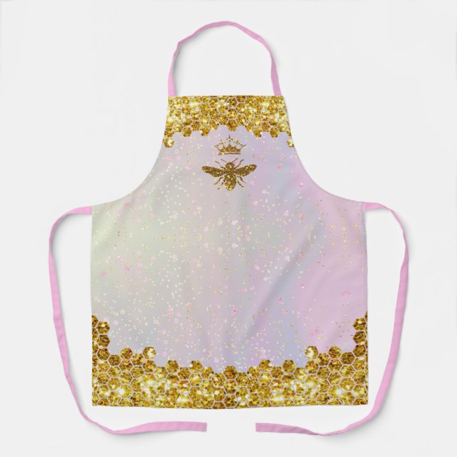 faux glitter queen bee  apron (Front)
