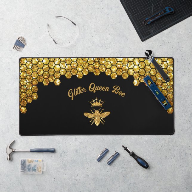 Faux glitter Queen Bee design Desk Mat (Workstation)