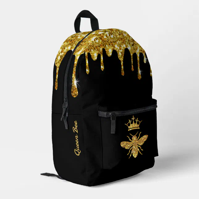 faux glitter Queen Bee design Printed Backpack | Zazzle
