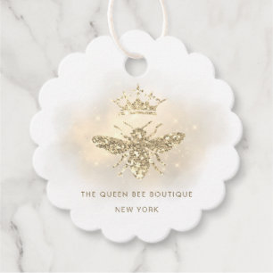 faux glitter queen bee favor tags