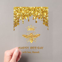 faux glitter Queen Bee Happy Birthday card