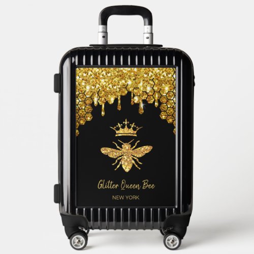 faux glitter Queen Bee Luggage