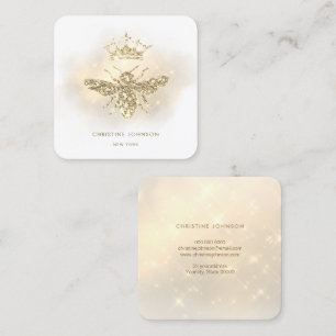 faux glitter queen bee square business card