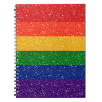 Faux Glitter Rainbow Pride Flag Notebook