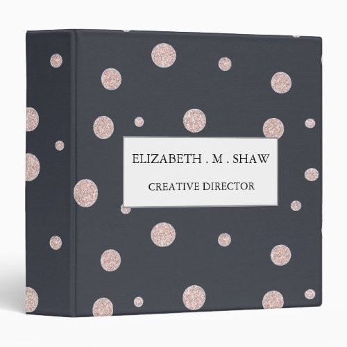 FAUX glitter rose gold blush dotty pattern Binder