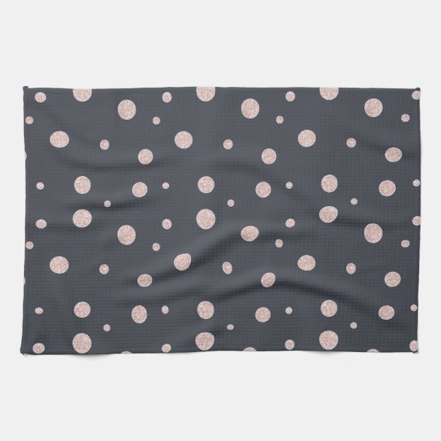 FAUX glitter rose gold blush dotty pattern Towel (Horizontal)