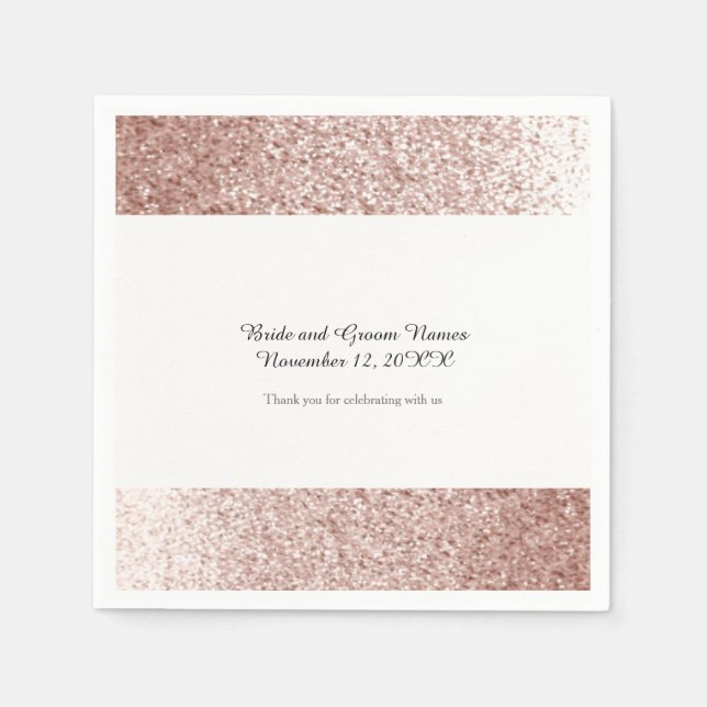 Faux Glitter Rose Gold Paper Napkins (Front)