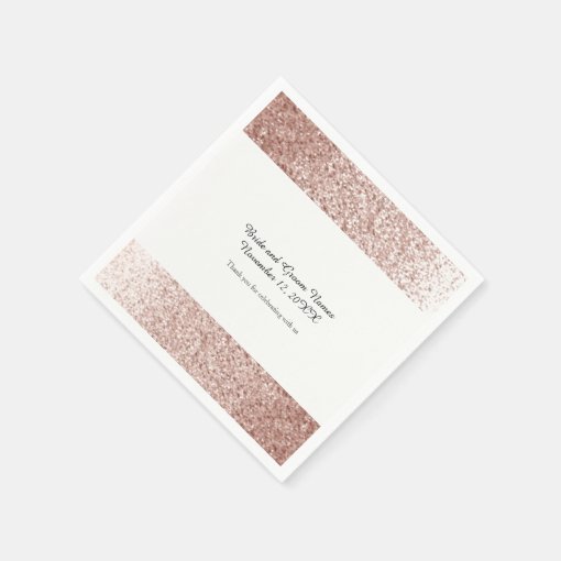Faux Glitter Rose Gold Paper Napkins Zazzle