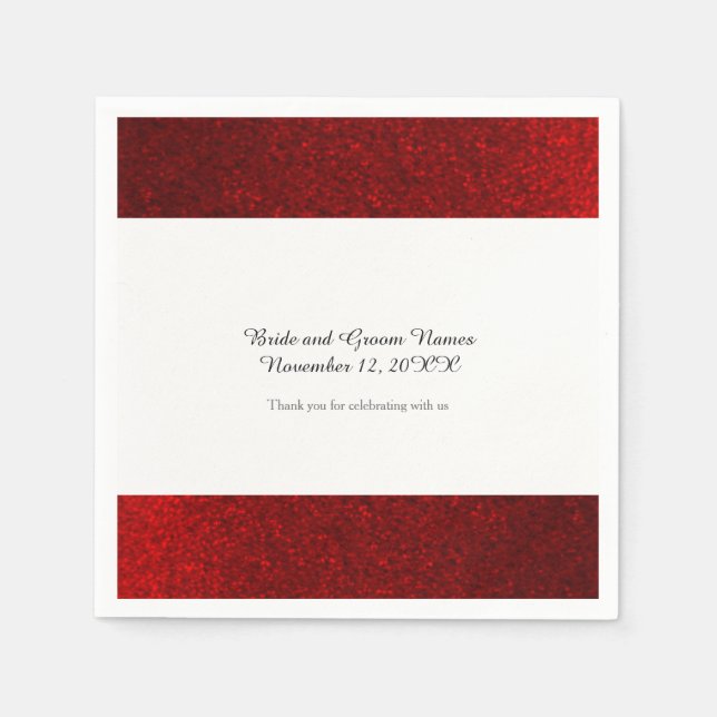 Faux Glitter Ruby Red Napkins (Front)