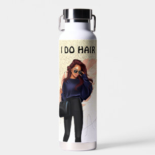 Faux Glitter Salon Woman Hair Pink Gold Water Bottle