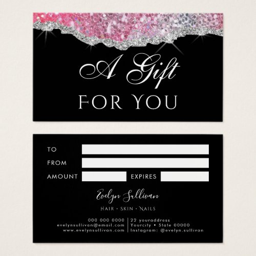 Faux glitter sequin gift card