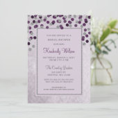 FAUX Glitter Silver Purple confetti Bridal Shower Invitation (Standing Front)