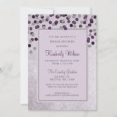 FAUX Glitter Silver Purple confetti Bridal Shower Invitation (Front)