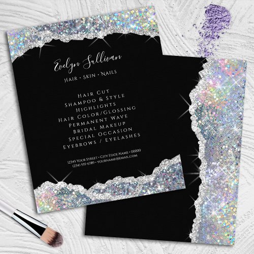 Faux glitter silver sequin flyer