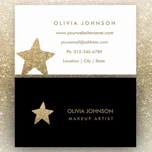 Faux Glitter Star  Makeup Artist Business Cards