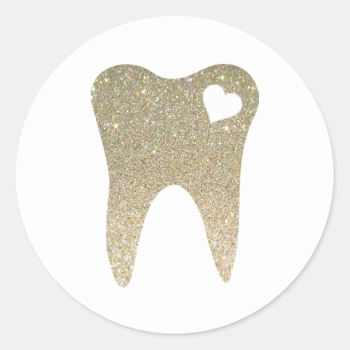 Faux Glitter Teeth with Heart Round Sticker