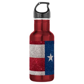 Faux Glitter Texas Flag Water Bottle by LgTshirts at Zazzle