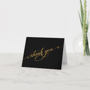 Faux Glitter Thank You Notes Script Calligraphy