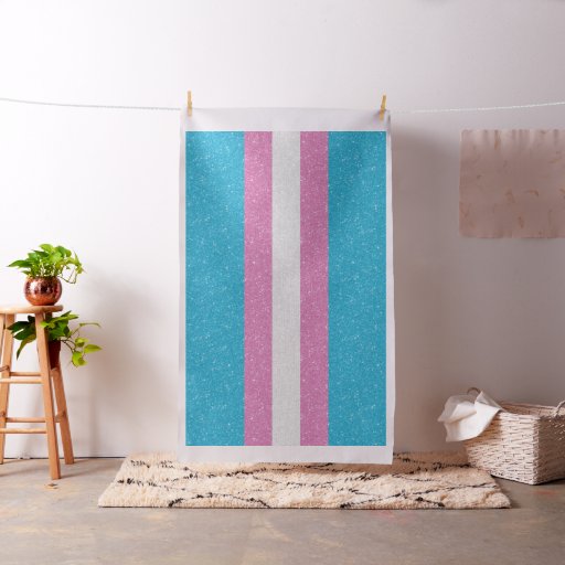 Faux Glitter Transgender Pride Flag Background Fabric