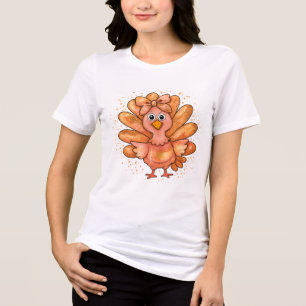 Faux Glitter Turkey Preppy Thanksgiving Gobble Tri-Blend Shirt