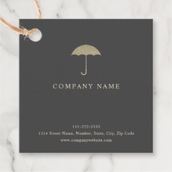 Faux Glitter Umbrella Logo Favor Tags by istanbuldesign at Zazzle