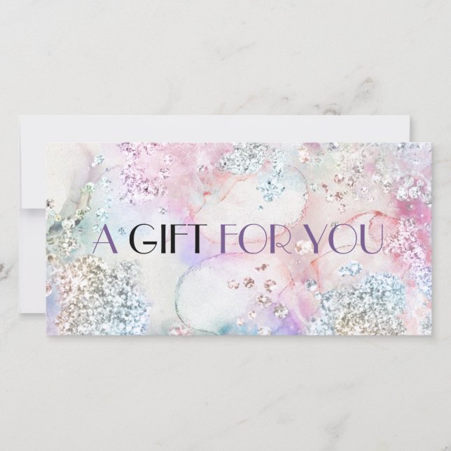 Faux glitter watercolor gift certificate (Front)