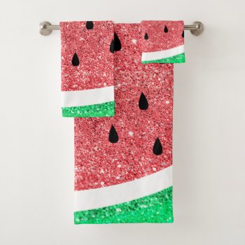 Faux Glitter Watermelon Bath Towel Set by amoredesign at Zazzle