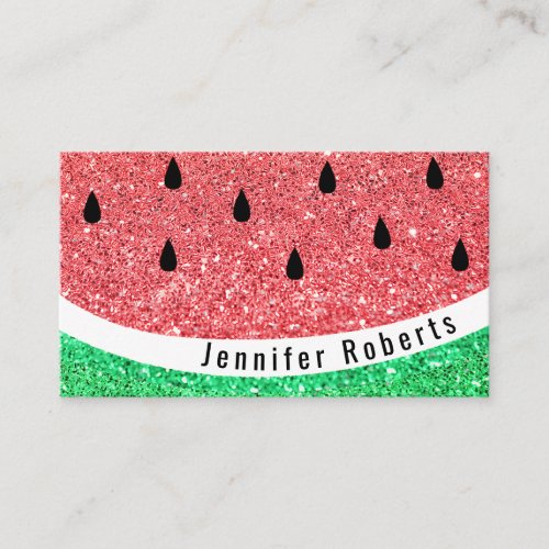 faux glitter watermelon business card