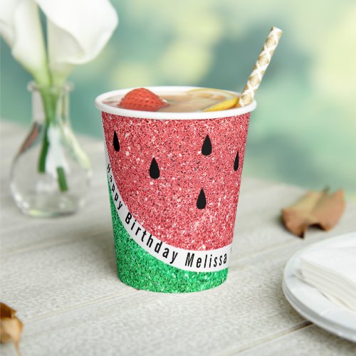 faux glitter watermelon paper cups