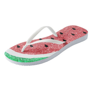faux glitter watermelon slice flip flops