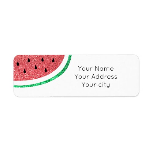 faux glitter watermelon slice label