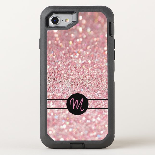 Faux Glitter with Monogram Otterbox iPhone Case (Back)