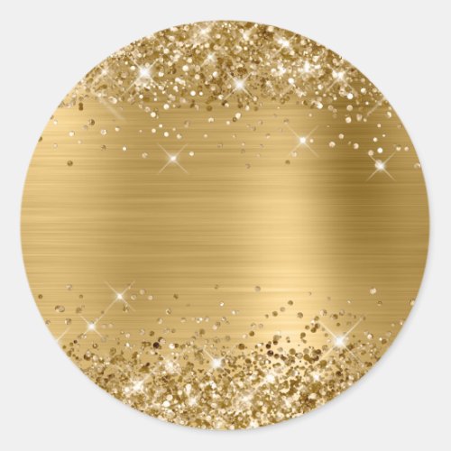 Faux Glittery Gold Foil Foil Texture Blank Classic Round Sticker