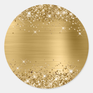 Faux Glittery Gold Foil Foil Texture Blank Classic Round Sticker