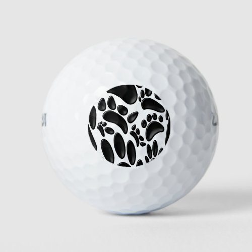 Faux Glossy 3D Abstract Dog Pawprint Golf Balls