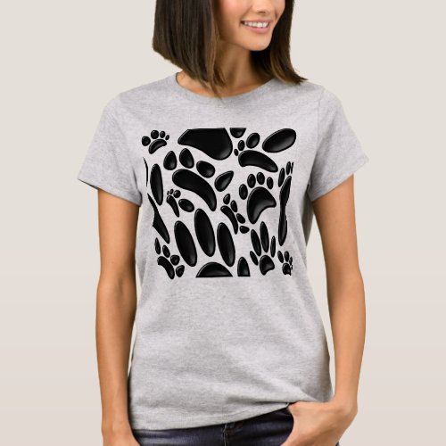 Faux Glossy 3D Abstract Dog Pawprint T_Shirt