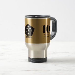 Faux gold 10 year employee milestone anniversary travel mug