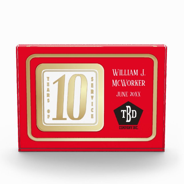 FAUX GOLD 10 year employee service award (Front)