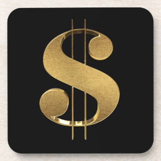 Faux Gold 3D Dollar Sign Beverage Coaster