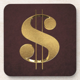 Faux Gold 3D Dollar Sign Beverage Coaster