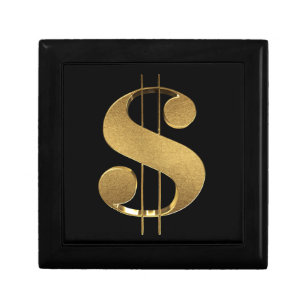 Faux Gold 3D Dollar Sign Gift Box